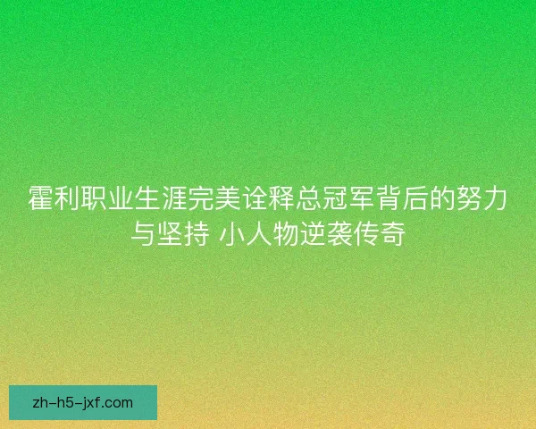 霍利职业生涯完美诠释总冠军背后的努力与坚持 小人物逆袭传奇